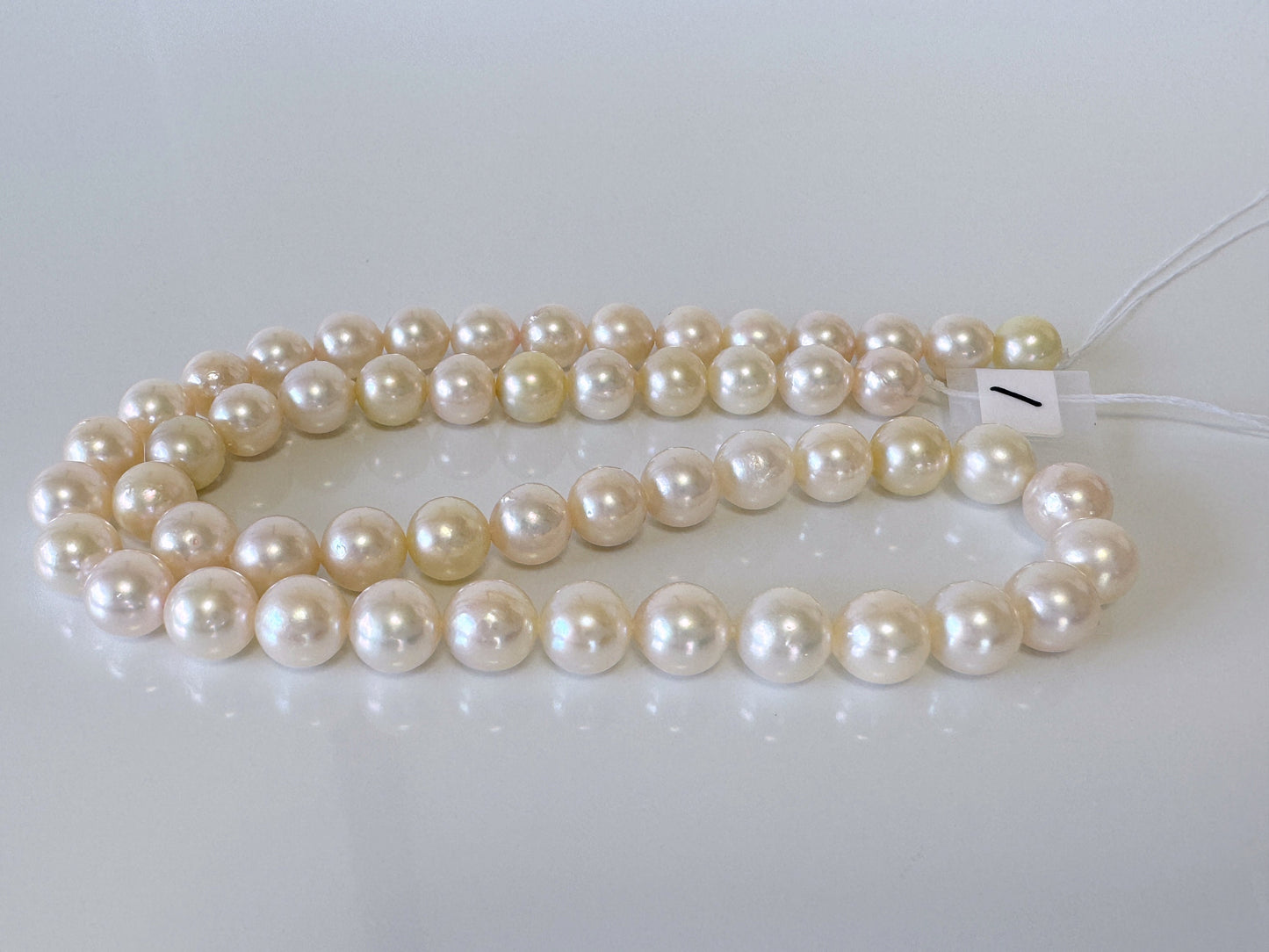 7.5-8mm Japanese White Akoya Pearl Beads, Genuine Akoya Pearl, Full Strand, 40cm , 15.7", Salt water pearl