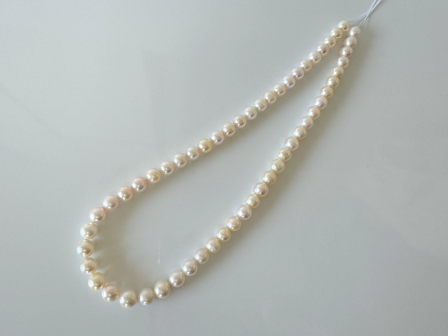 7-7.7mm Japanese White Akoya Pearl Beads, Genuine Akoya Pearl, Full Strand, 40cm , 15.7", Salt water pearl