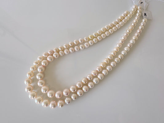 7-9mm Japanese White Akoya Pearl Beads, Genuine Akoya Pearl, Full Strand, 40cm , 15.7", Salt water pearl