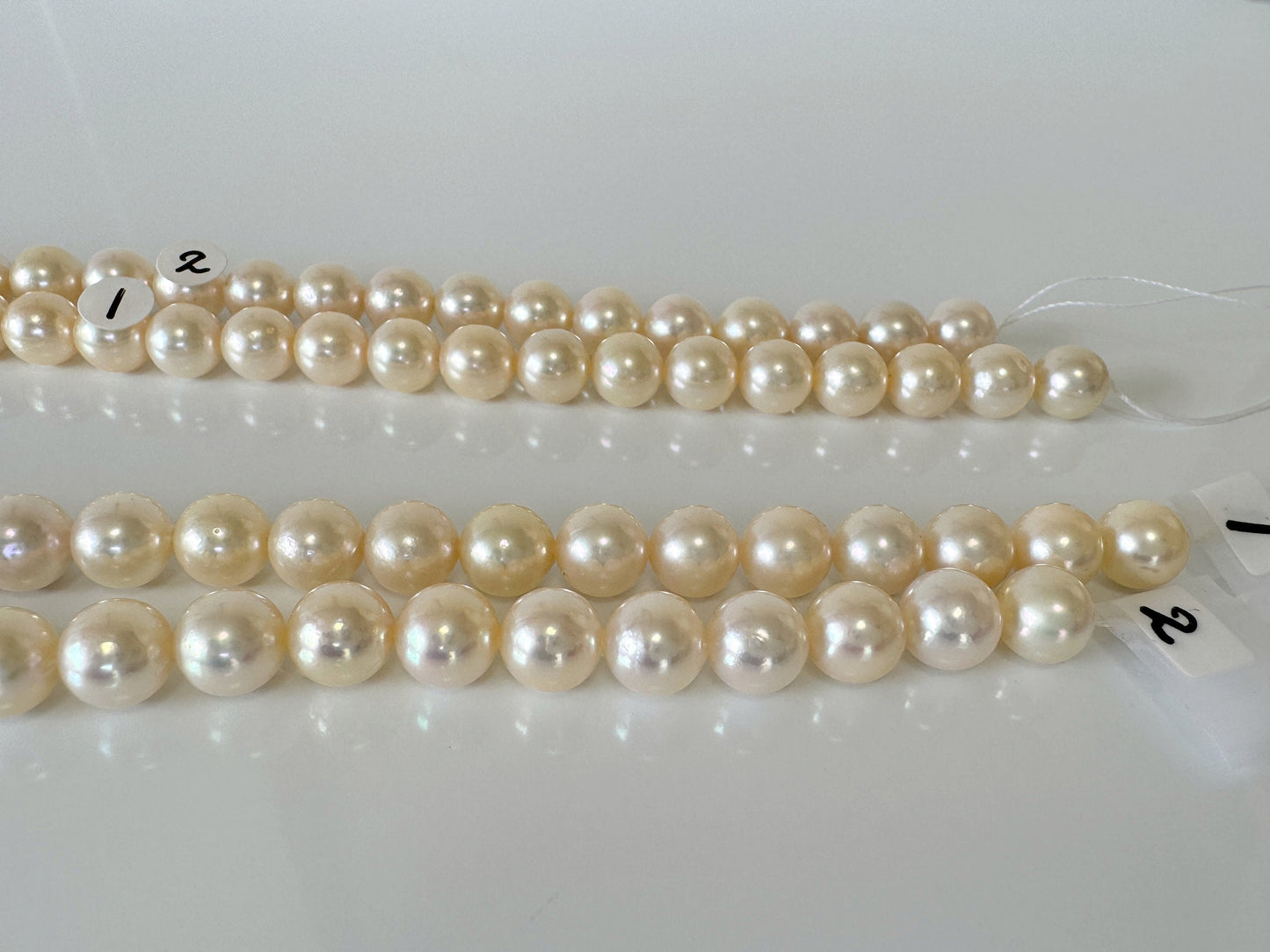 8.5-9mm Japanese Yellow Akoya Pearl Beads, Genuine Akoya Pearl, Full Strand, 40cm , 15.7", Salt water pearl