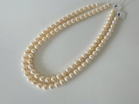 8.5-9mm Japanese Yellow Akoya Pearl Beads, Genuine Akoya Pearl, Full Strand, 40cm , 15.7", Salt water pearl