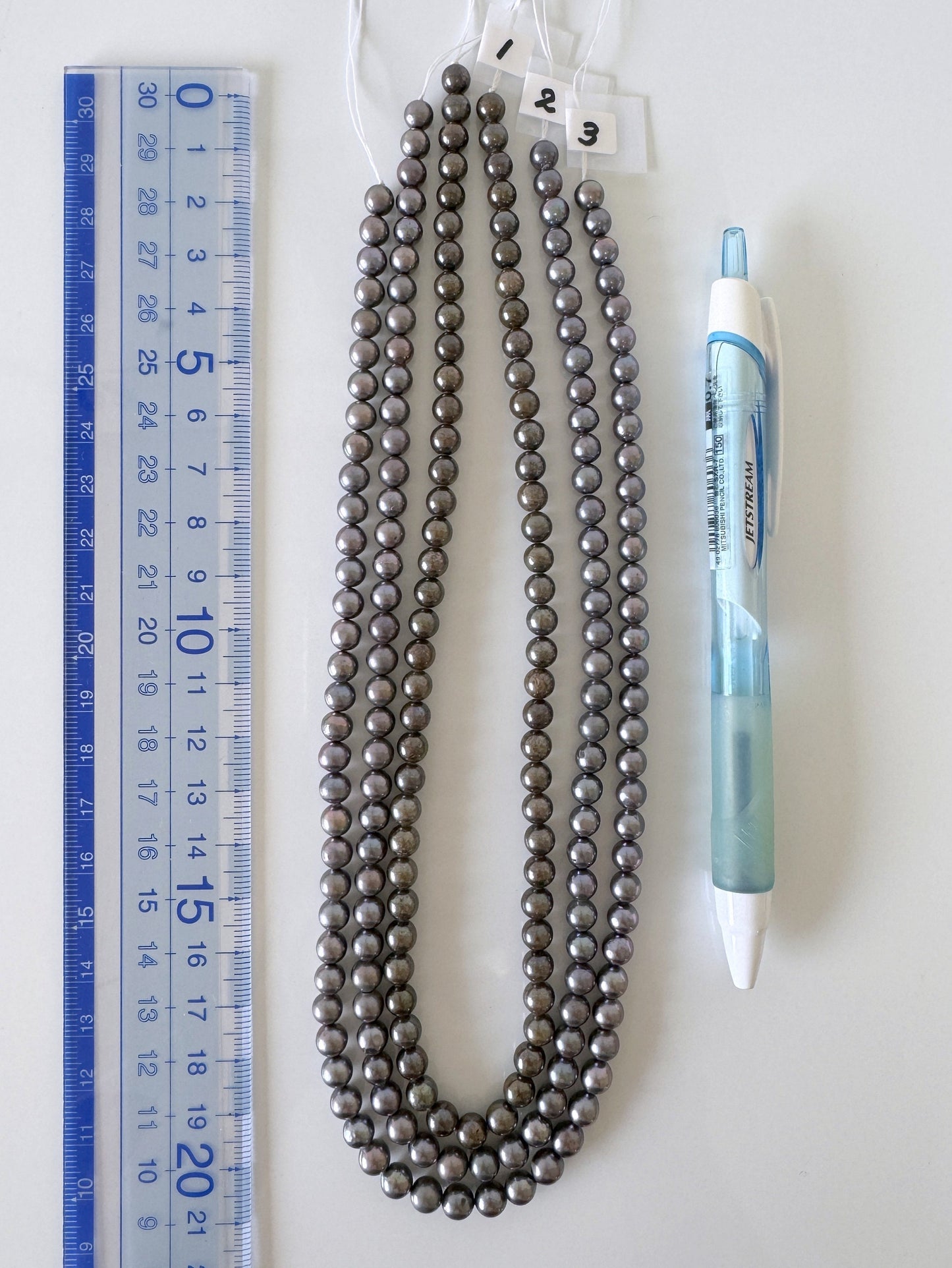 5.5-6mm Japanese Black/Black peacock Akoya Pearl Beads, Full Strand, 40cm , 15.7", Salt Water cultured pearl