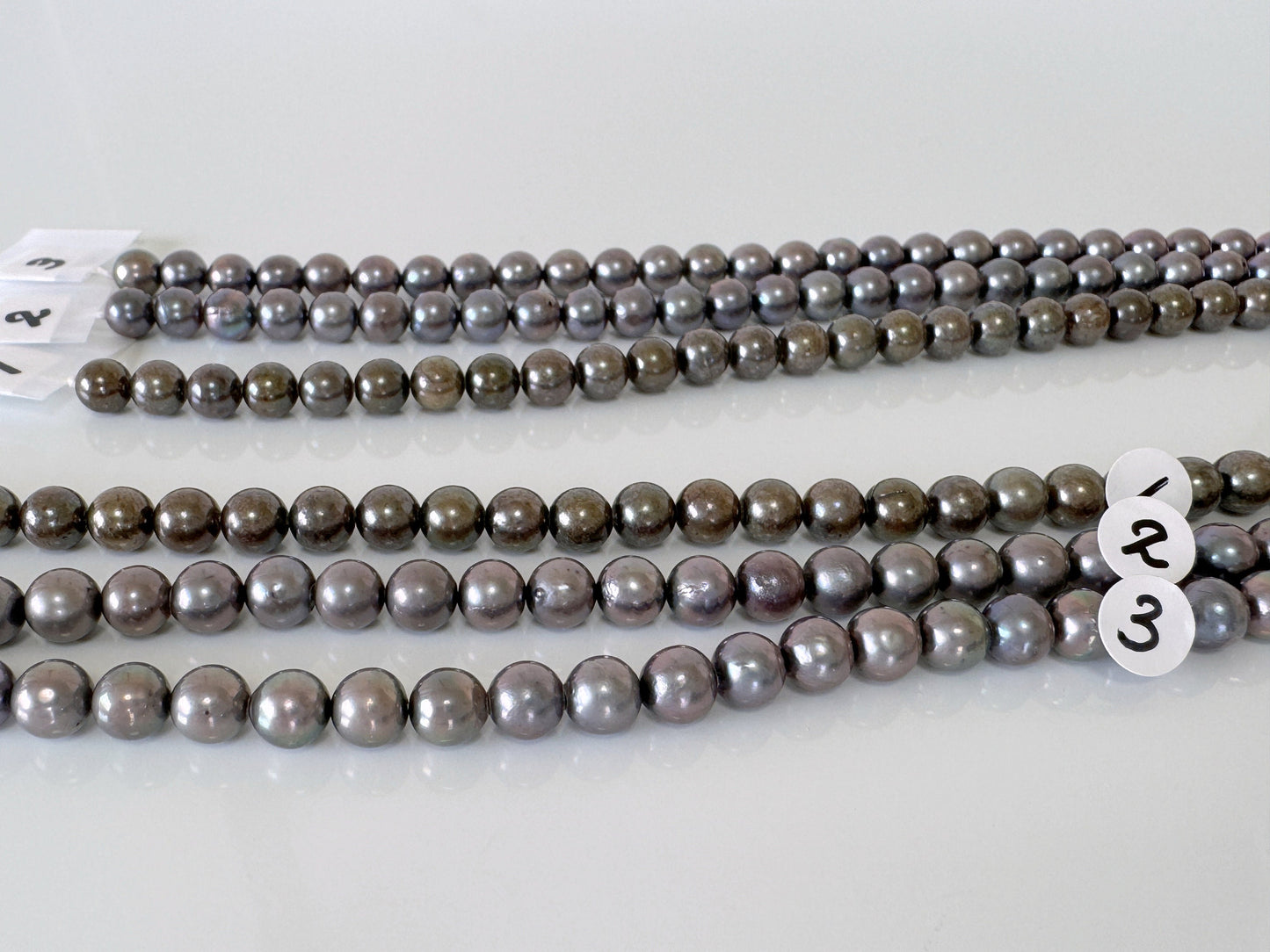 5.5-6mm Japanese Black/Black peacock Akoya Pearl Beads, Full Strand, 40cm , 15.7", Salt Water cultured pearl