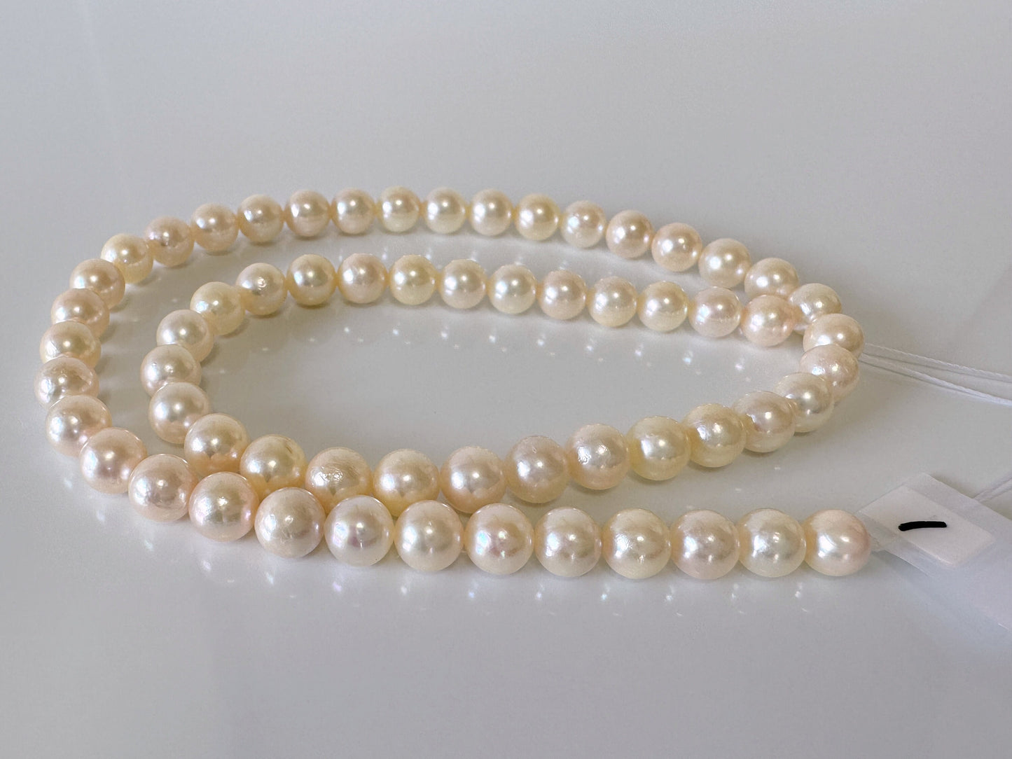 6.5-7mm Japanese Cream White/Off-white  Akoya Pearl Beads, Genuine Akoya Pearl, Full Strand, 40cm , 15.7", Cultured Salt water pearl