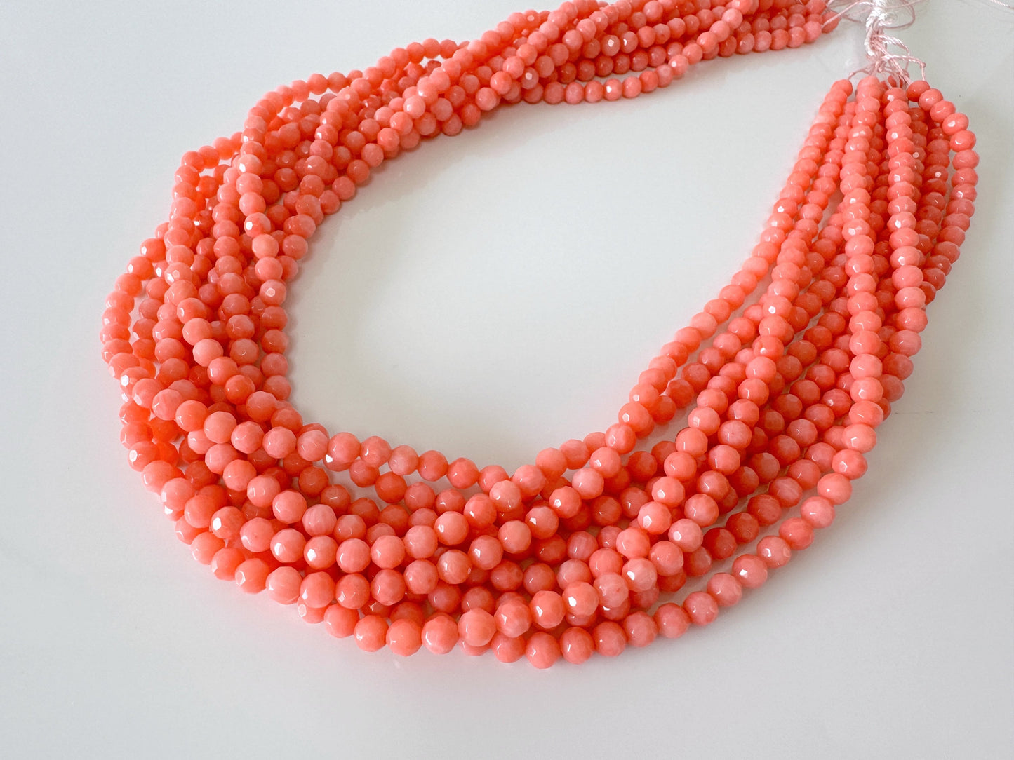 Pink bamboo coral 4mm faceted beads strands, cut beads strands, 15.7inches,40cm, pink sea bamboo, price per strand (colored)