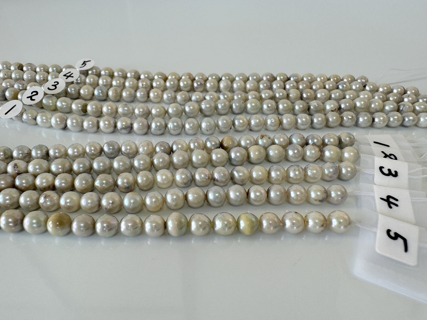 5-5.5mm Japanese Akoya Pearl Beads, Natural Blue/Silver color pearl, Genuine Akoya Pearl, Full Strand 40cm , 15.7", Salt water pearl