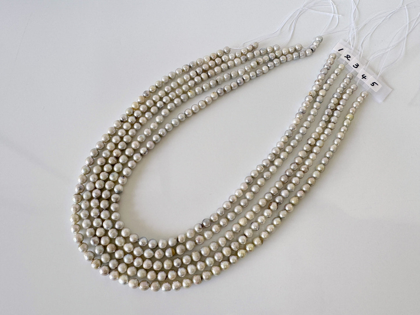 5-5.5mm Japanese Akoya Pearl Beads, Natural Blue/Silver color pearl, Genuine Akoya Pearl, Full Strand 40cm , 15.7", Salt water pearl