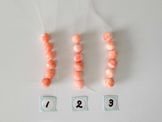 Short strand (6pcs) of Natural Deep sea coral round beads strand 6-6.5mm, Natural Pink/Orange Color coral, Full hole