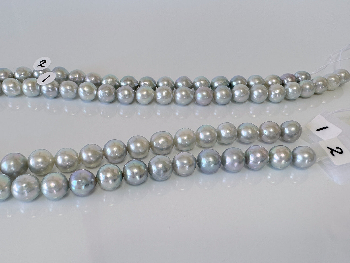 7.5-8mm Japanese Akoya Pearl Beads, Natural Blue/Silver color pearl, Genuine Akoya Pearl, Full Strand 40cm , 15.7", Salt water pearl