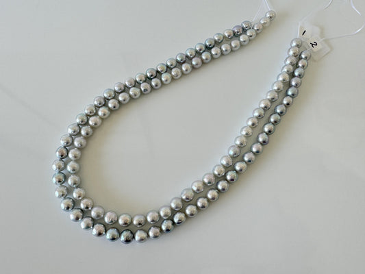 7.5-8mm Japanese Akoya Pearl Beads, Natural Blue/Silver color pearl, Genuine Akoya Pearl, Full Strand 40cm , 15.7", Salt water pearl