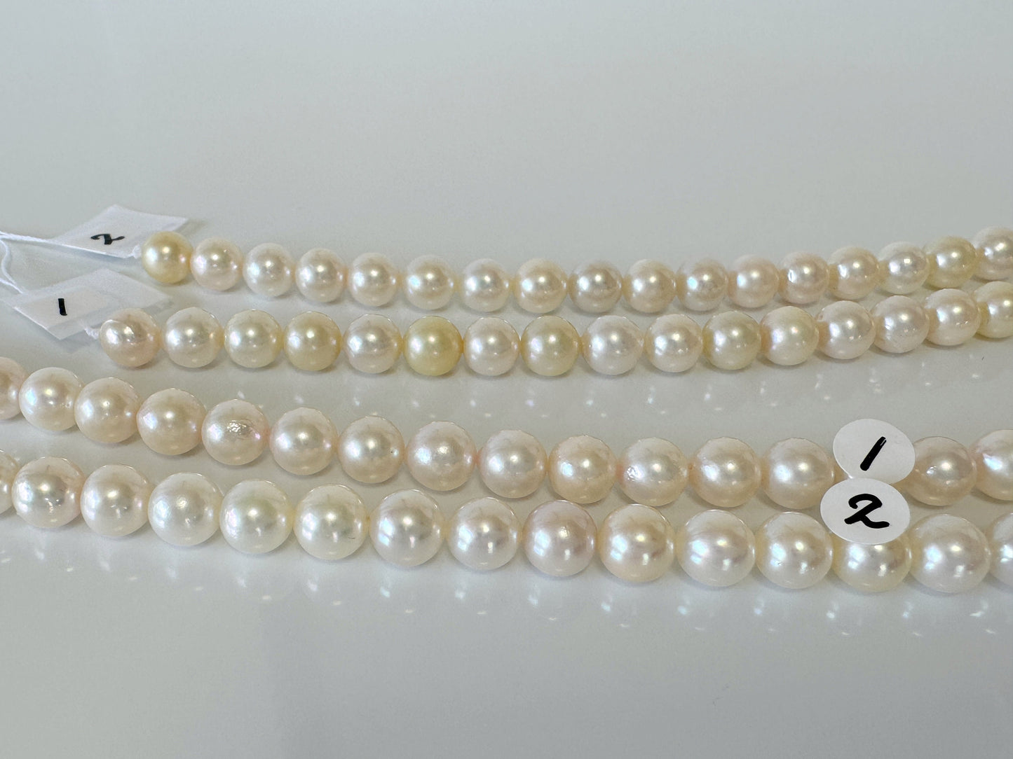 7.5-8mm Japanese White Akoya Pearl Beads, Genuine Akoya Pearl, Full Strand, 40cm , 15.7", Salt water pearl