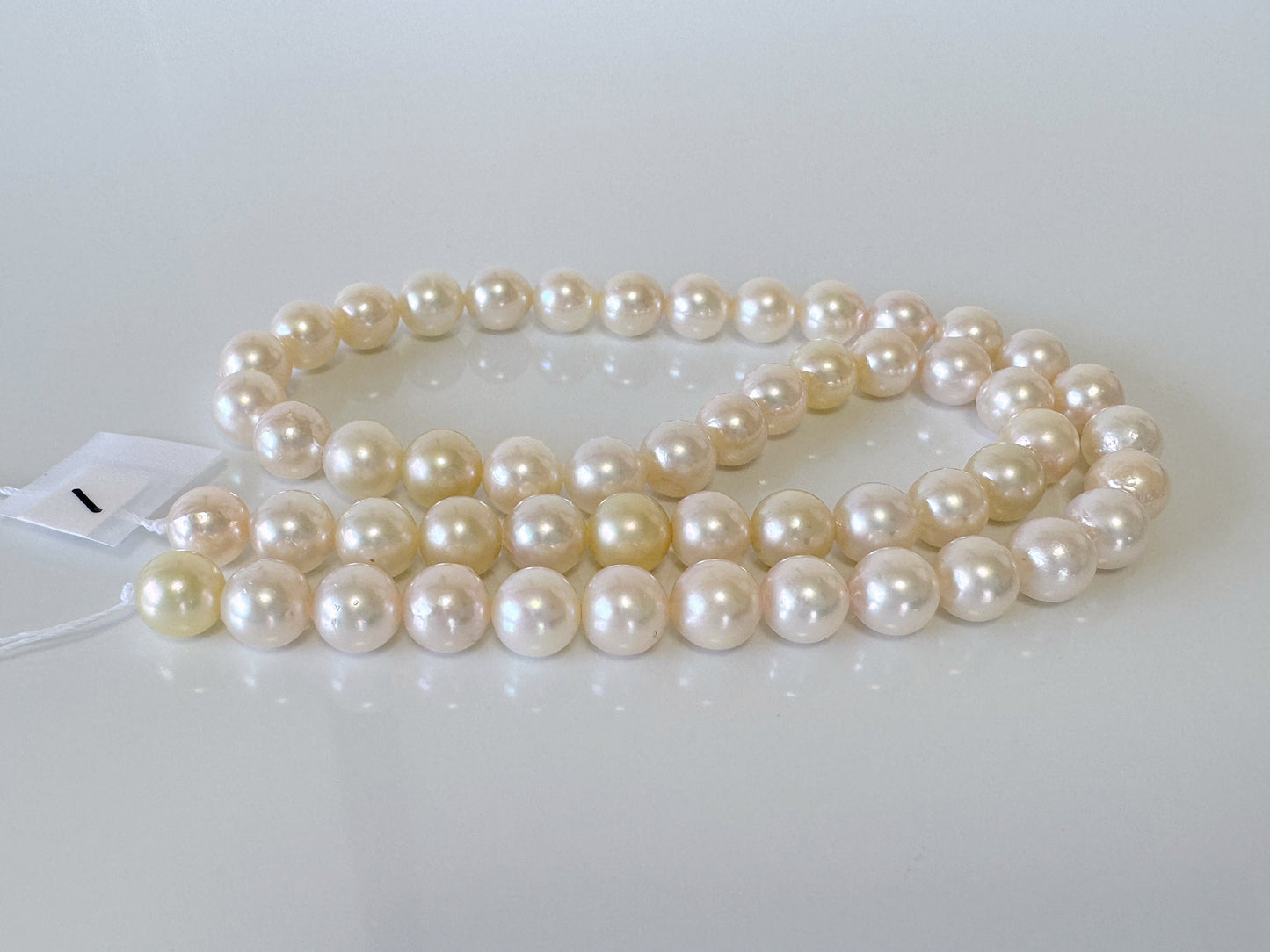 7.5-8mm Japanese White Akoya Pearl Beads, Genuine Akoya Pearl, Full Strand, 40cm , 15.7", Salt water pearl