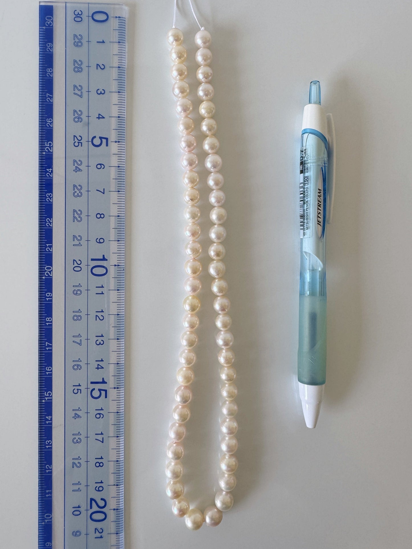 7-7.7mm Japanese White Akoya Pearl Beads, Genuine Akoya Pearl, Full Strand, 40cm , 15.7", Salt water pearl