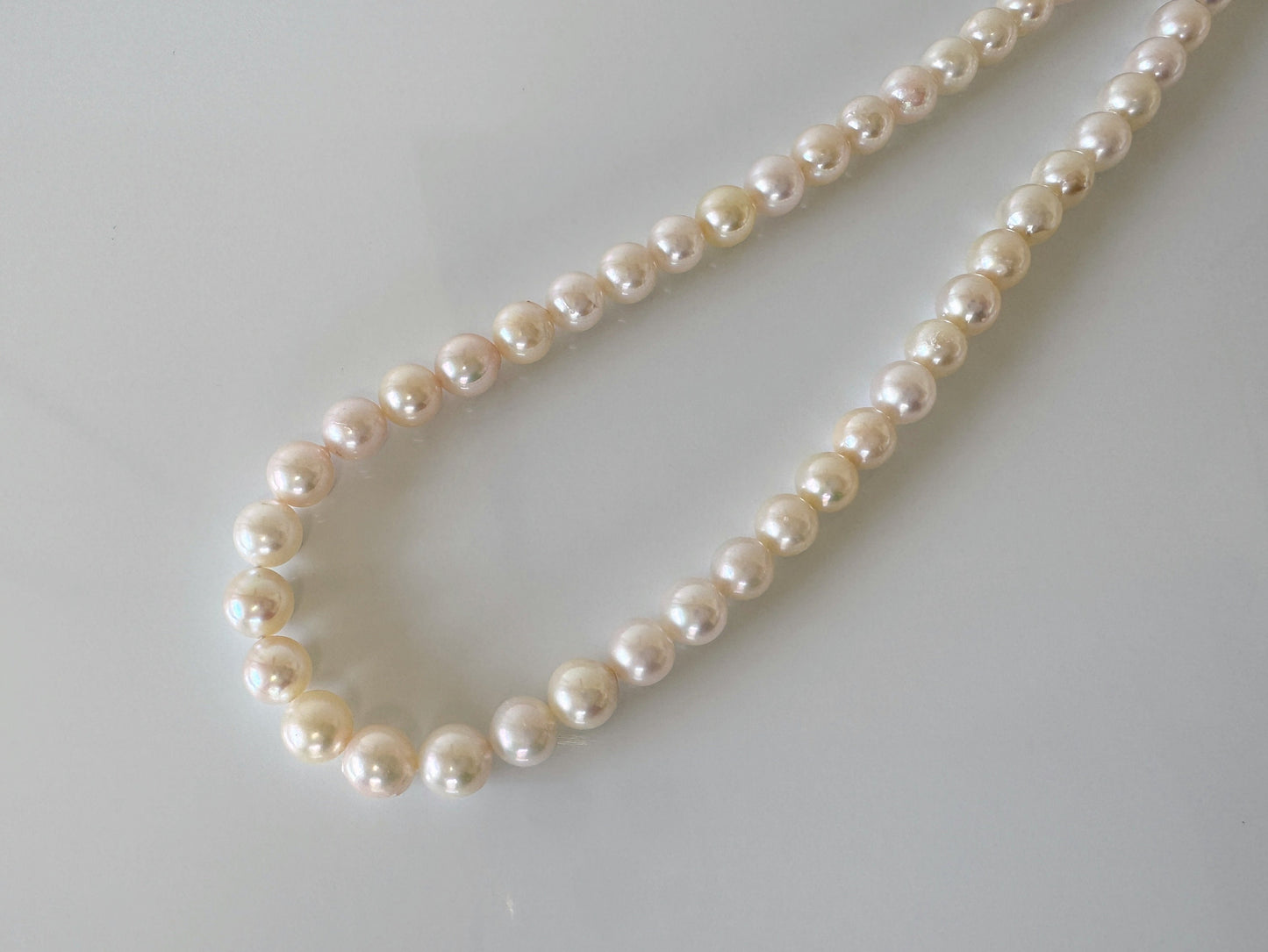 7-7.7mm Japanese White Akoya Pearl Beads, Genuine Akoya Pearl, Full Strand, 40cm , 15.7", Salt water pearl