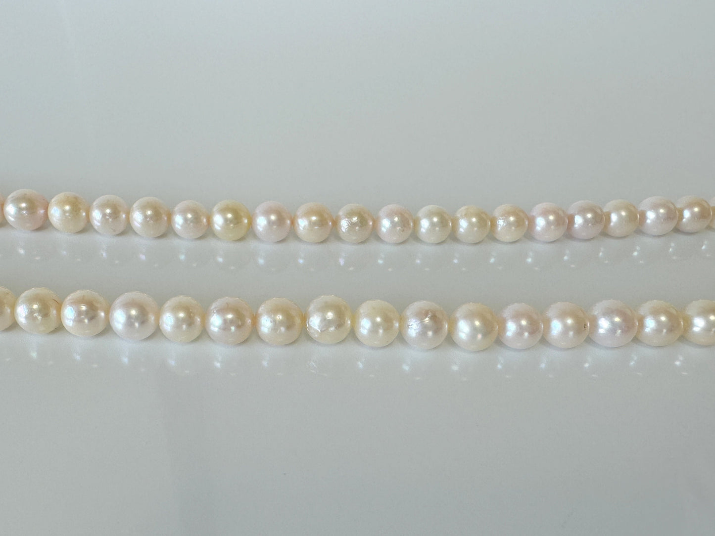 7-7.7mm Japanese White Akoya Pearl Beads, Genuine Akoya Pearl, Full Strand, 40cm , 15.7", Salt water pearl