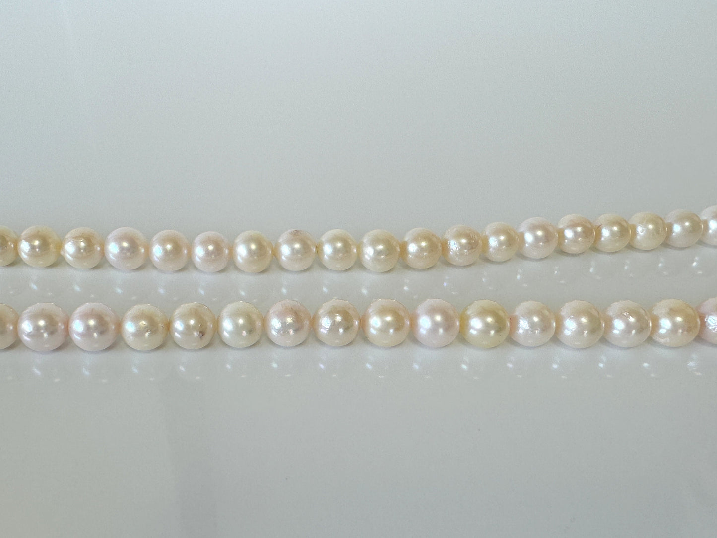 7-7.7mm Japanese White Akoya Pearl Beads, Genuine Akoya Pearl, Full Strand, 40cm , 15.7", Salt water pearl