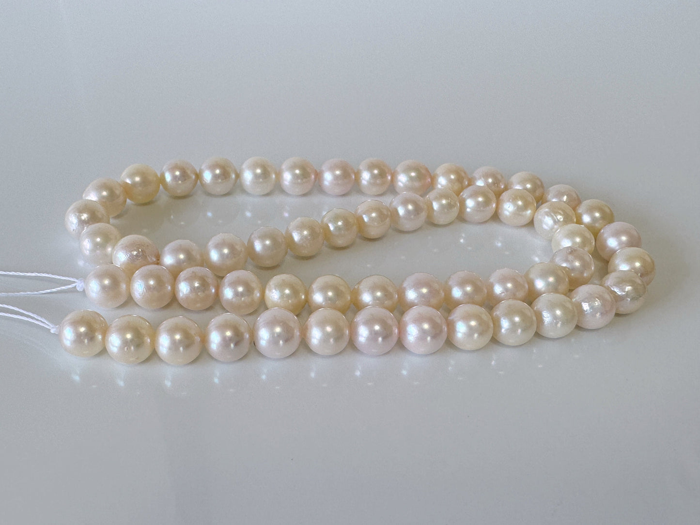 7-7.7mm Japanese White Akoya Pearl Beads, Genuine Akoya Pearl, Full Strand, 40cm , 15.7", Salt water pearl