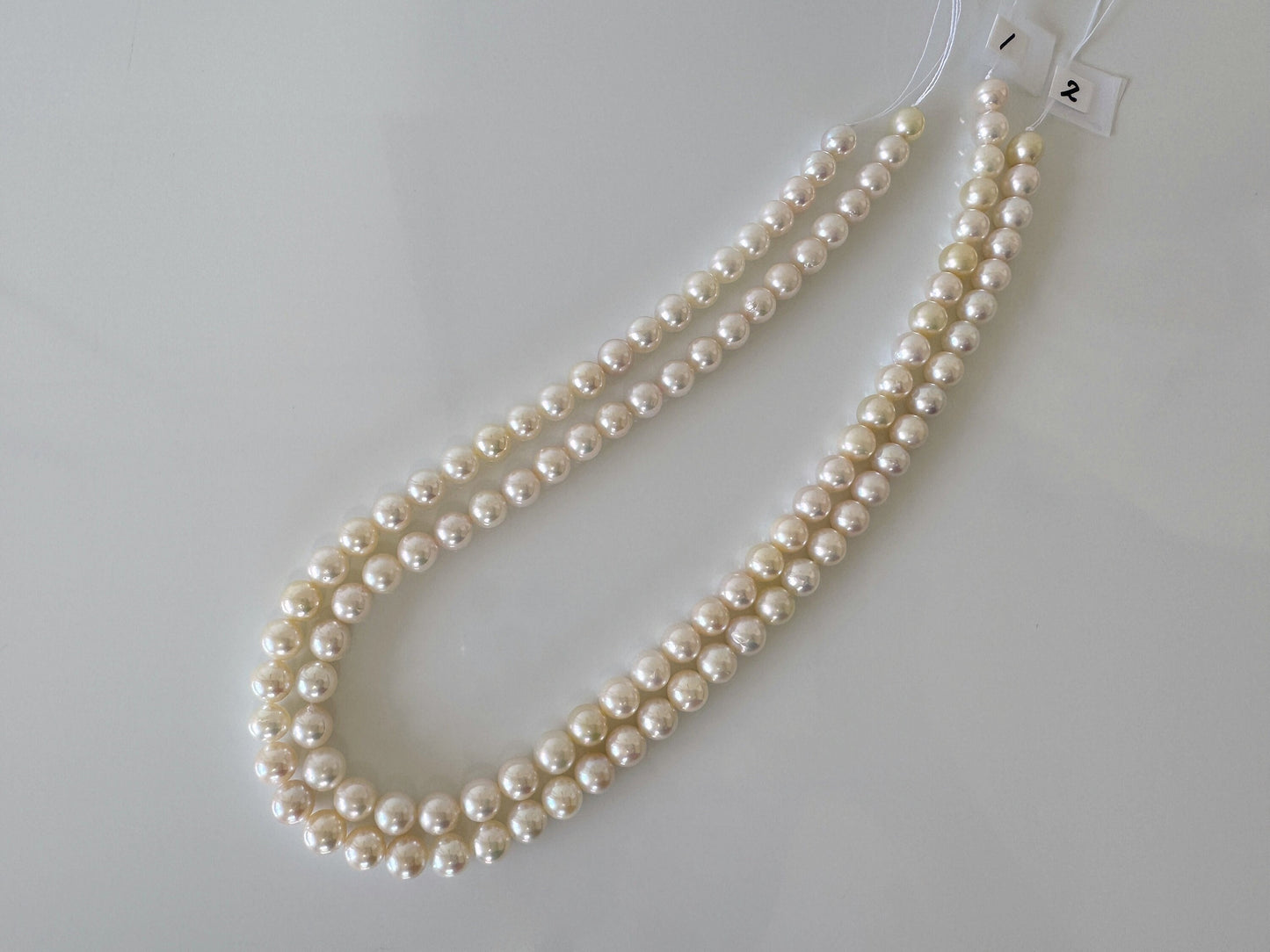 7.5-8mm Japanese White Akoya Pearl Beads, Genuine Akoya Pearl, Full Strand, 40cm , 15.7", Salt water pearl