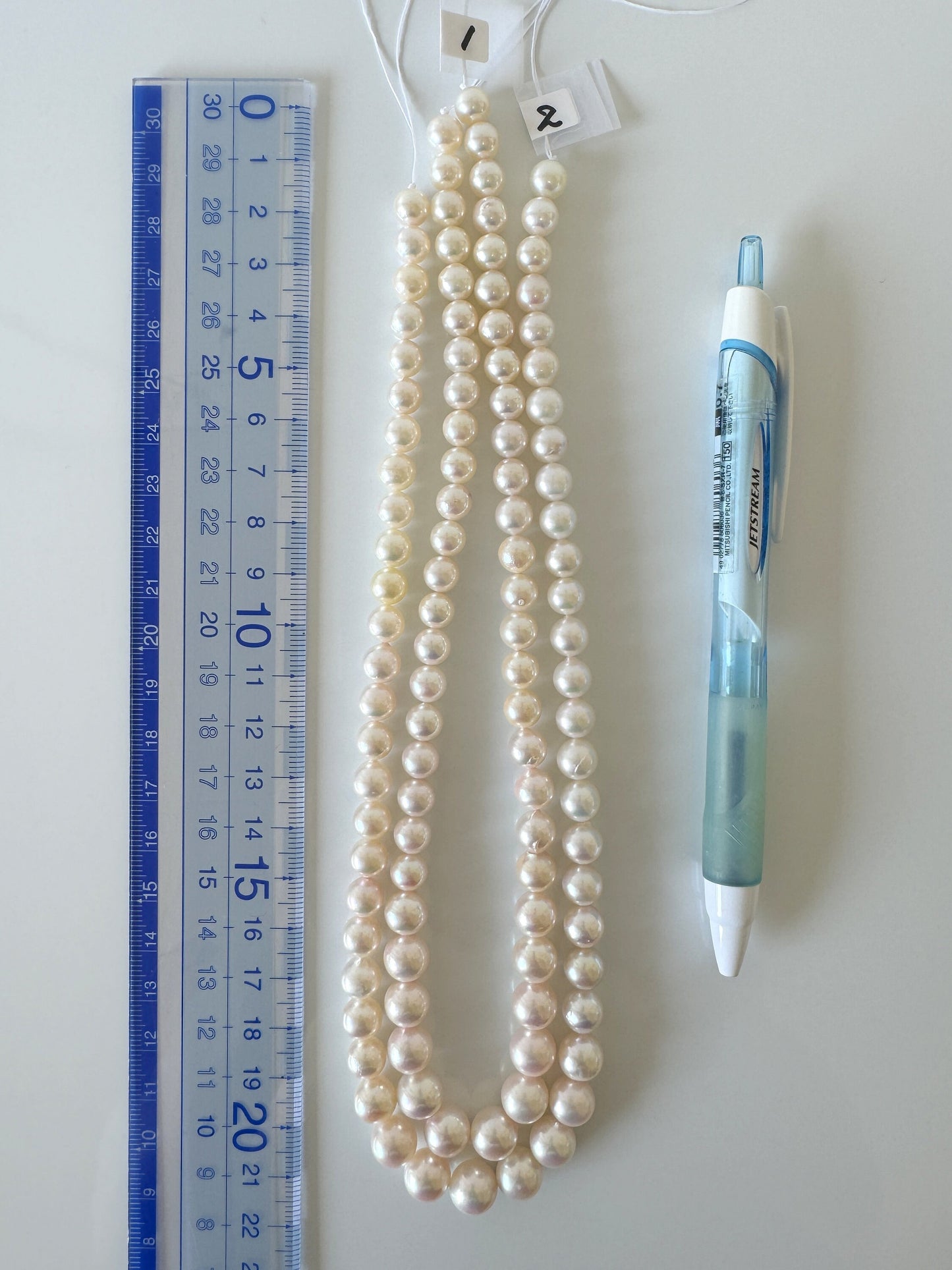 7-9mm Japanese White Akoya Pearl Beads, Genuine Akoya Pearl, Full Strand, 40cm , 15.7", Salt water pearl