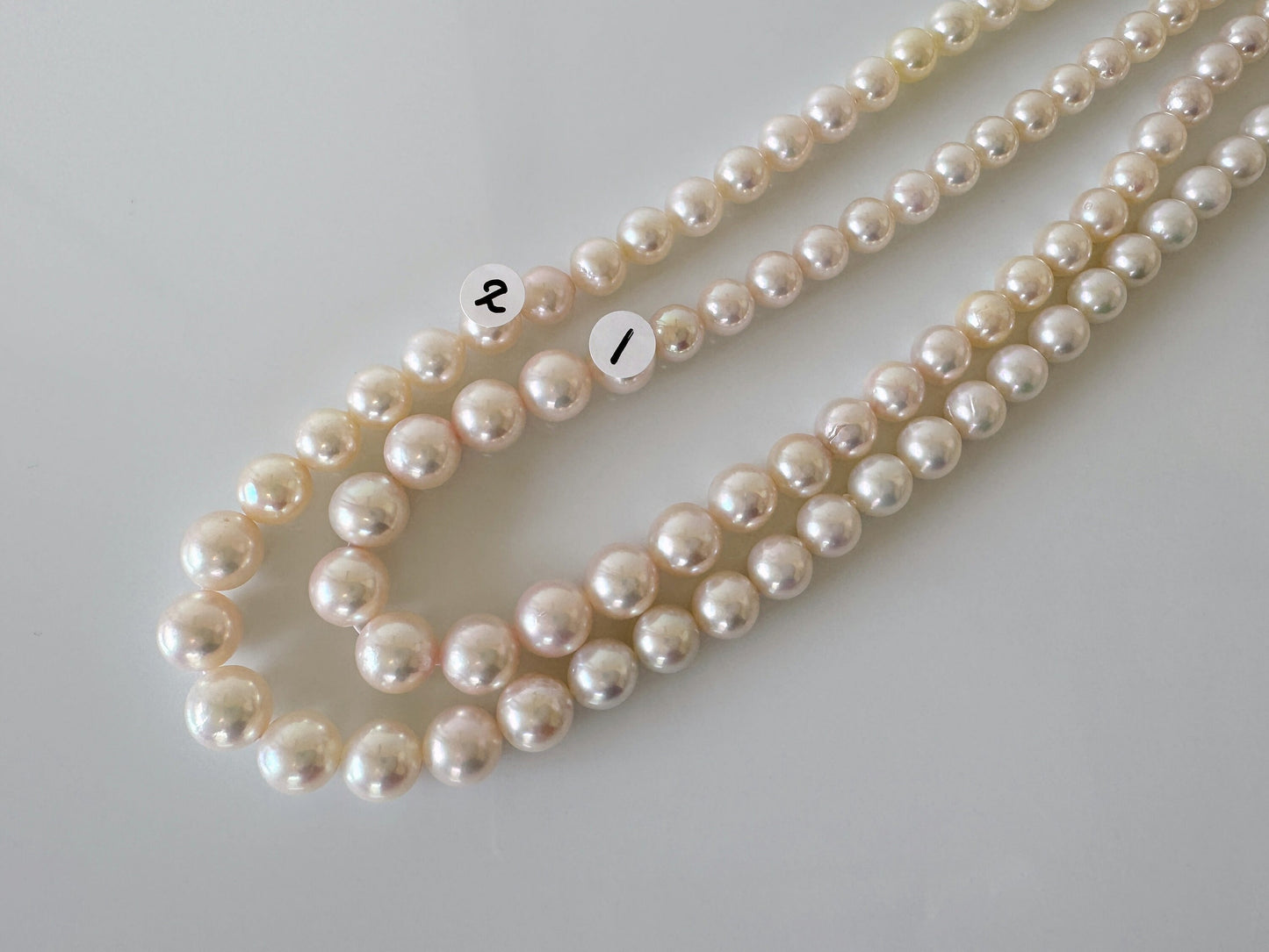 7-9mm Japanese White Akoya Pearl Beads, Genuine Akoya Pearl, Full Strand, 40cm , 15.7", Salt water pearl