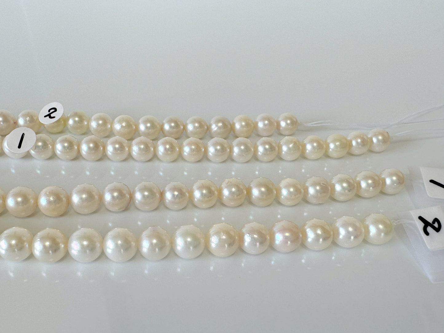 7-9mm Japanese White Akoya Pearl Beads, Genuine Akoya Pearl, Full Strand, 40cm , 15.7", Salt water pearl