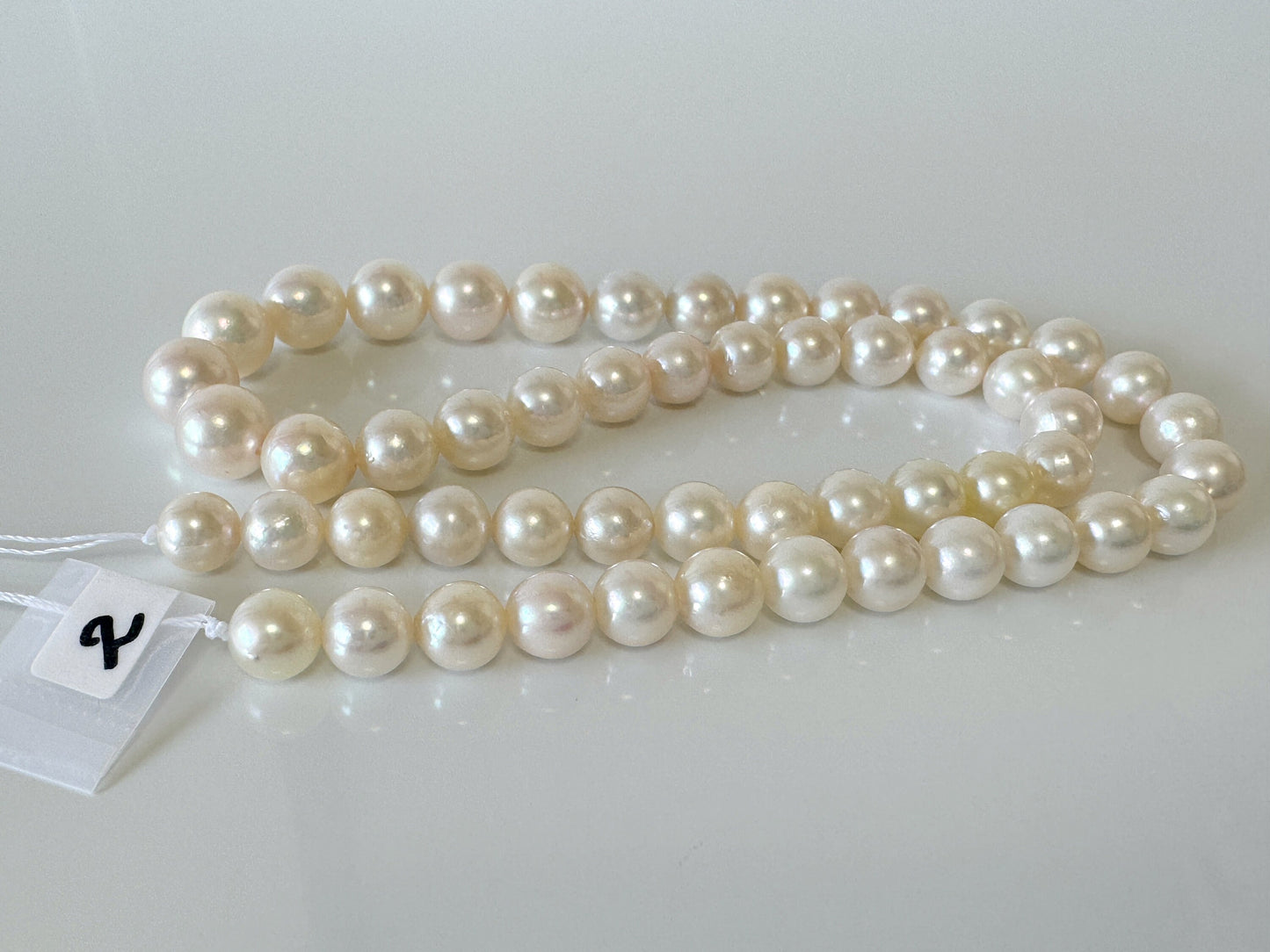 7-9mm Japanese White Akoya Pearl Beads, Genuine Akoya Pearl, Full Strand, 40cm , 15.7", Salt water pearl