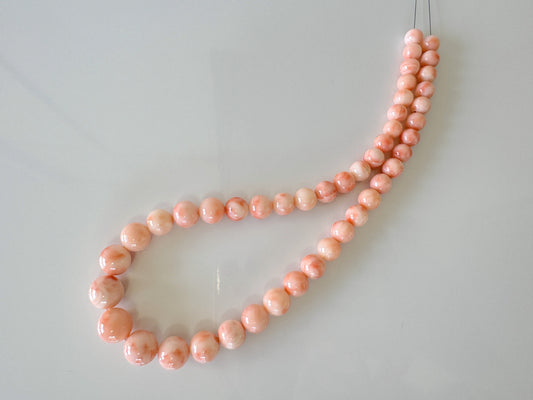 Natural Deep Sea Coral 8-13.5mm Round Gradation Beads Strand, Genuine Natural Pink/Orange Color Coral, 43cm, 16.9"