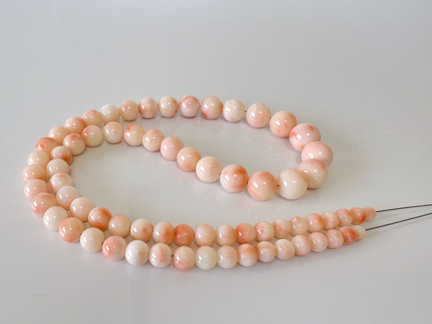 Natural Deep Sea Coral 3.7 - 9.4mm Round Beads Strand, Genuine Natural Pink/Orange/White Color Coral, 40cm, 15.7", For Jewelry Making