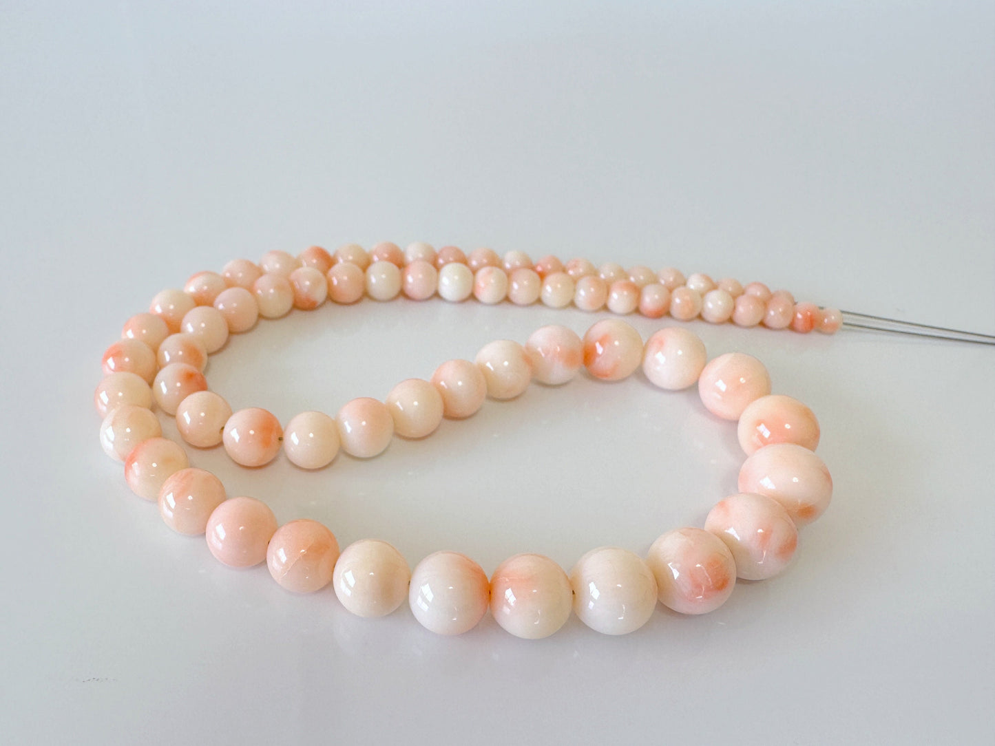 Natural Deep Sea Coral 3.7 - 9.4mm Round Beads Strand, Genuine Natural Pink/Orange/White Color Coral, 40cm, 15.7", For Jewelry Making