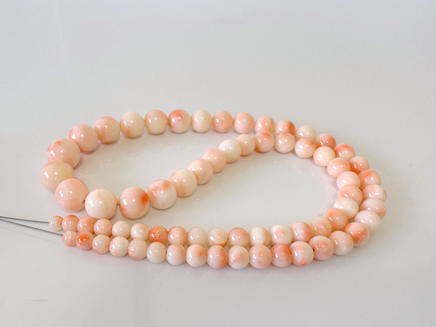 Natural Deep Sea Coral 3.7 - 9.4mm Round Beads Strand, Genuine Natural Pink/Orange/White Color Coral, 40cm, 15.7", For Jewelry Making