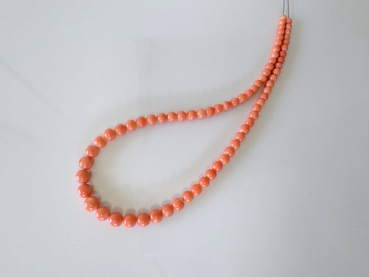 Natural Japanese Momo Coral 4.6-8.6mm Round Beads Strand, Genuine Natural Orange Color Coral, 40cm, 15.7"