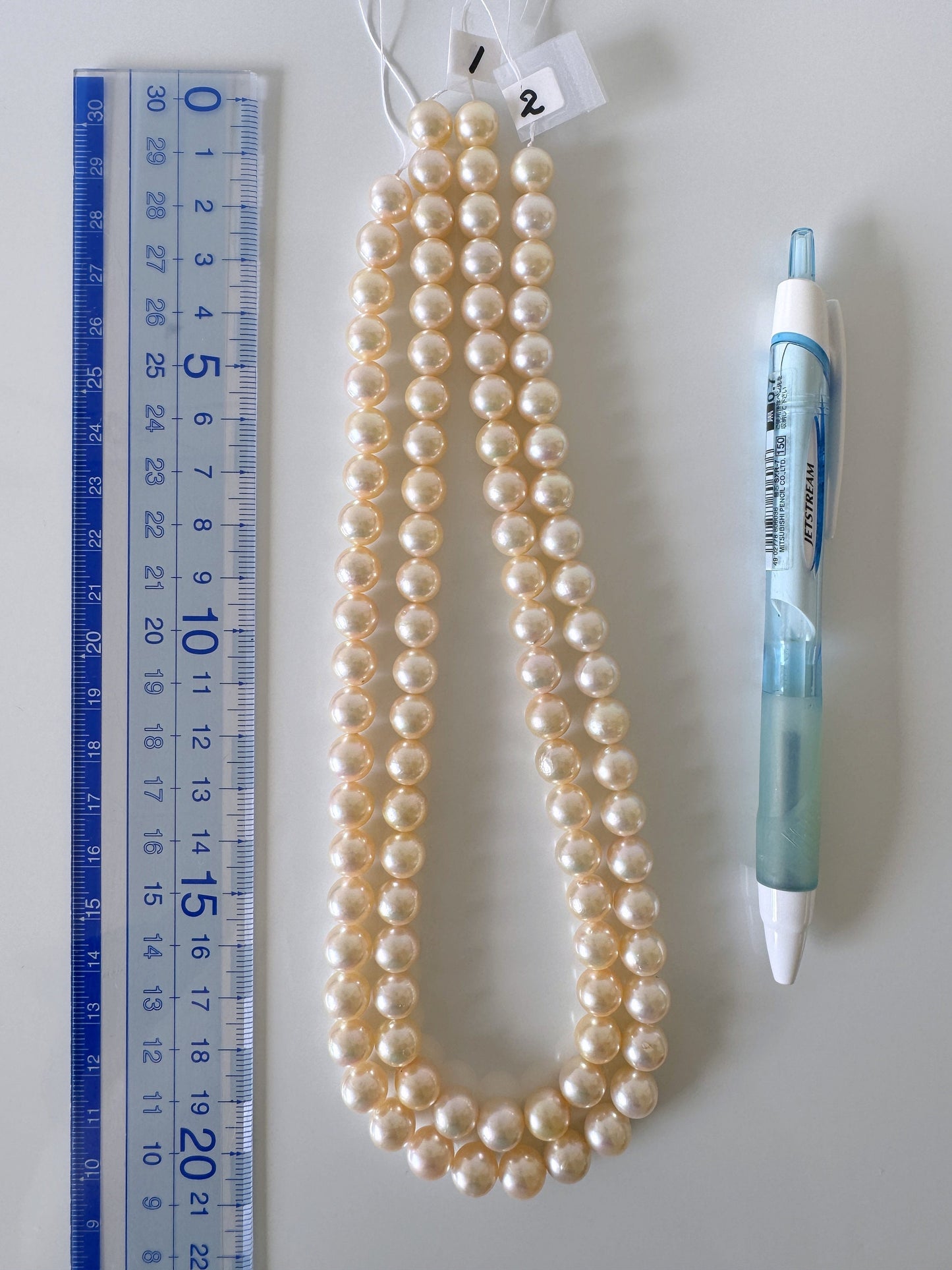 8.5-9mm Japanese Yellow Akoya Pearl Beads, Genuine Akoya Pearl, Full Strand, 40cm , 15.7", Salt water pearl