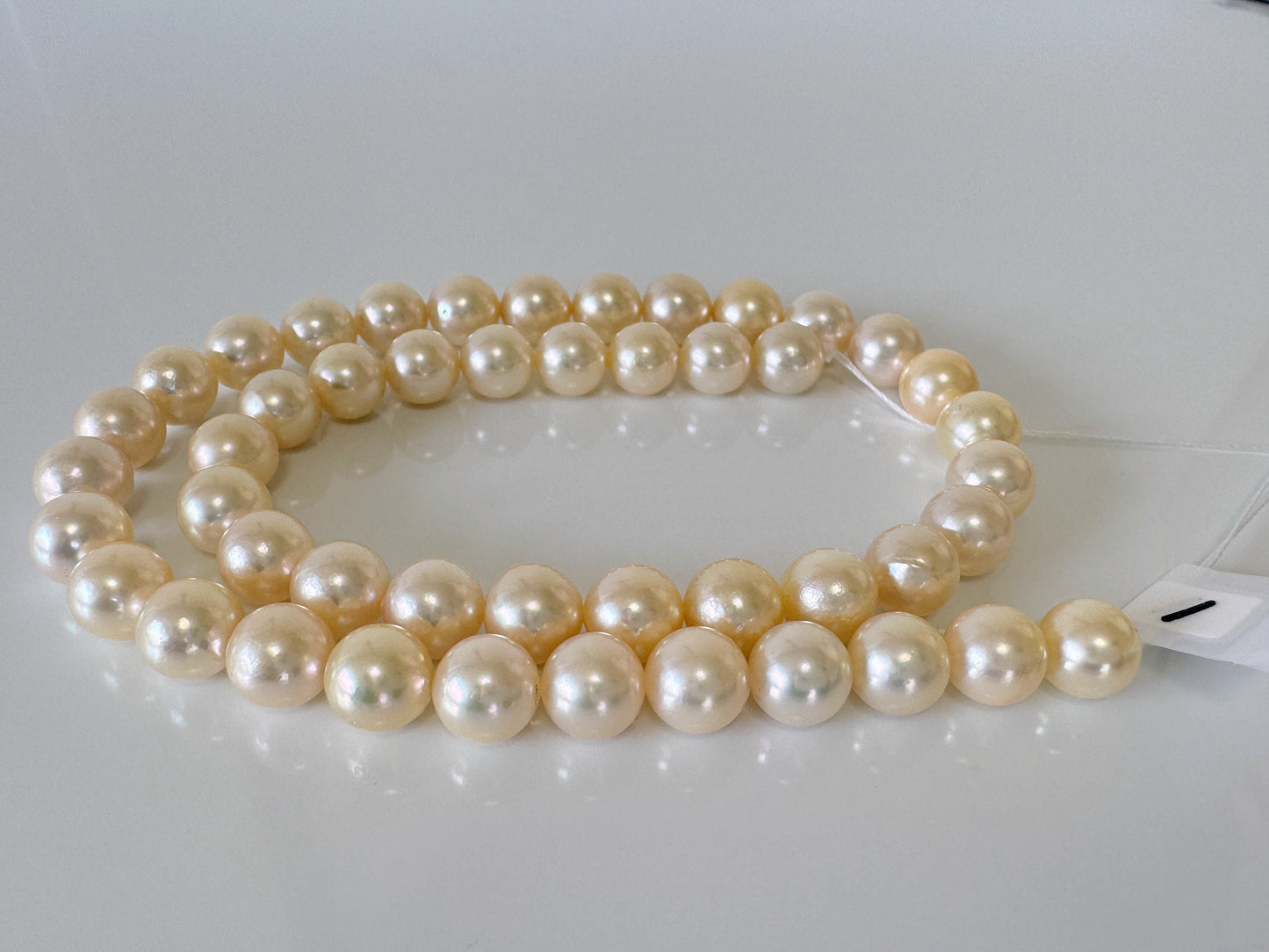 8.5-9mm Japanese Yellow Akoya Pearl Beads, Genuine Akoya Pearl, Full Strand, 40cm , 15.7", Salt water pearl