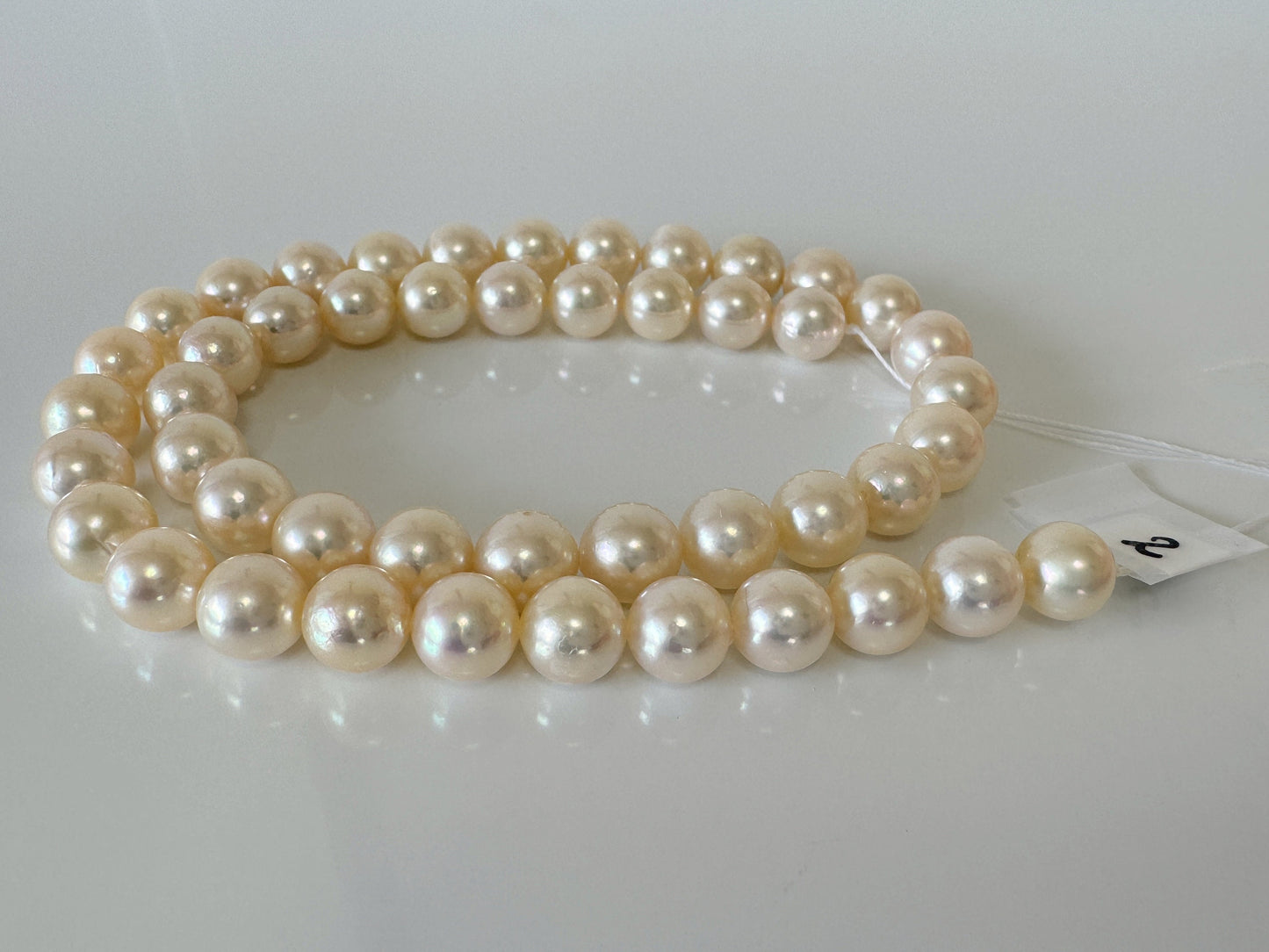 8.5-9mm Japanese Yellow Akoya Pearl Beads, Genuine Akoya Pearl, Full Strand, 40cm , 15.7", Salt water pearl