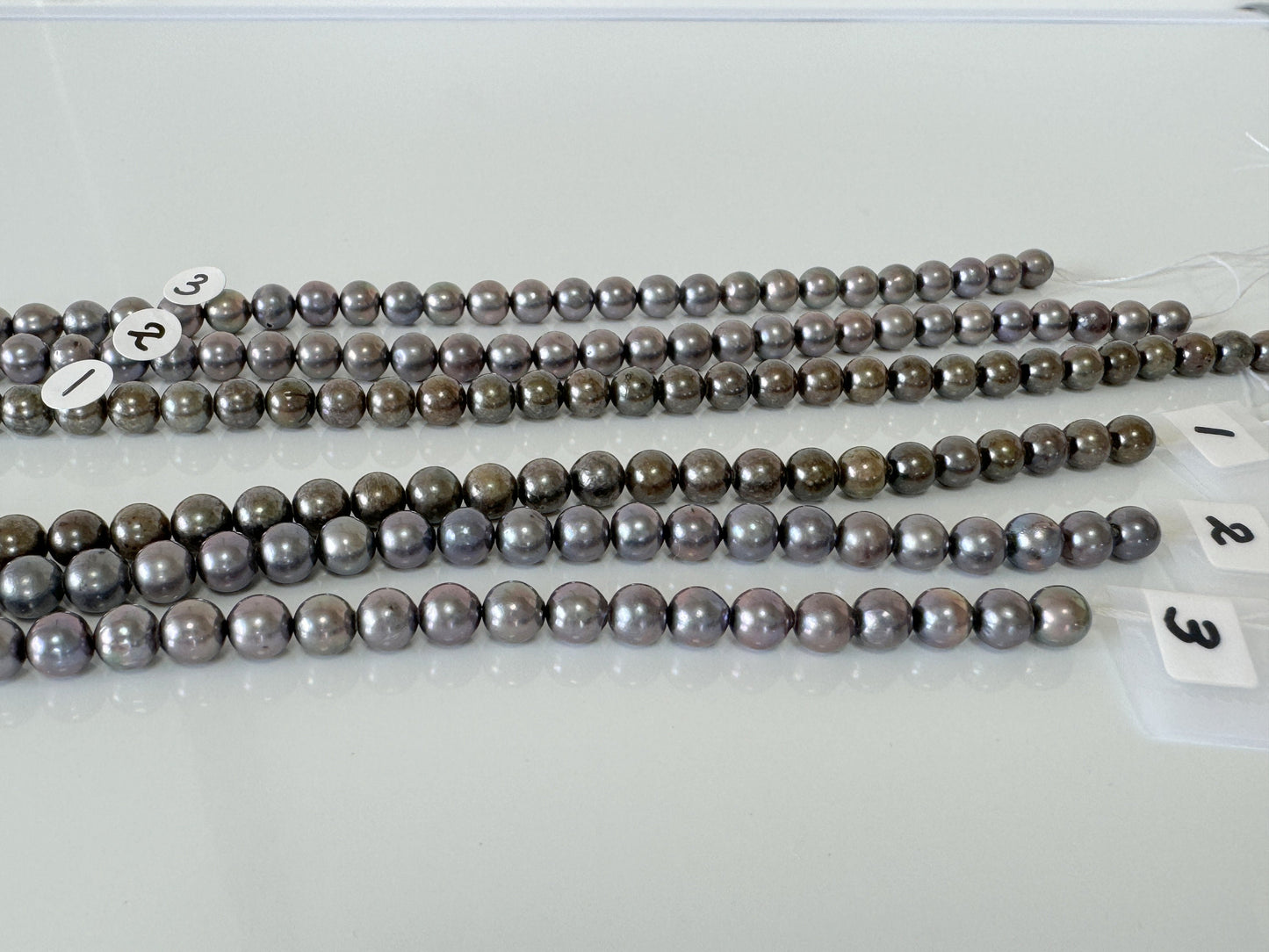 5.5-6mm Japanese Black/Black peacock Akoya Pearl Beads, Full Strand, 40cm , 15.7", Salt Water cultured pearl