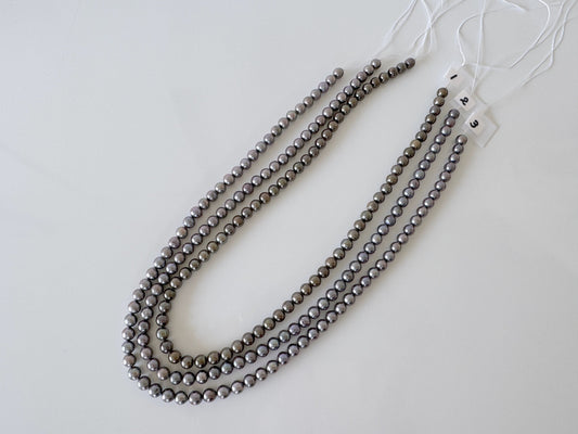 5.5-6mm Japanese Black/Black peacock Akoya Pearl Beads, Full Strand, 40cm , 15.7", Salt Water cultured pearl