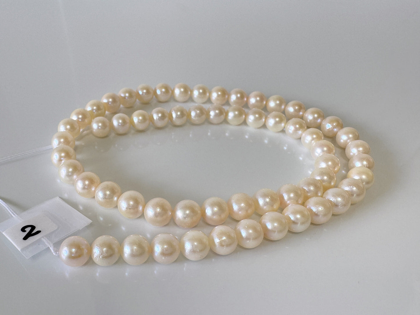 6.5-7mm Japanese Cream White/Off-white  Akoya Pearl Beads, Genuine Akoya Pearl, Full Strand, 40cm , 15.7", Cultured Salt water pearl