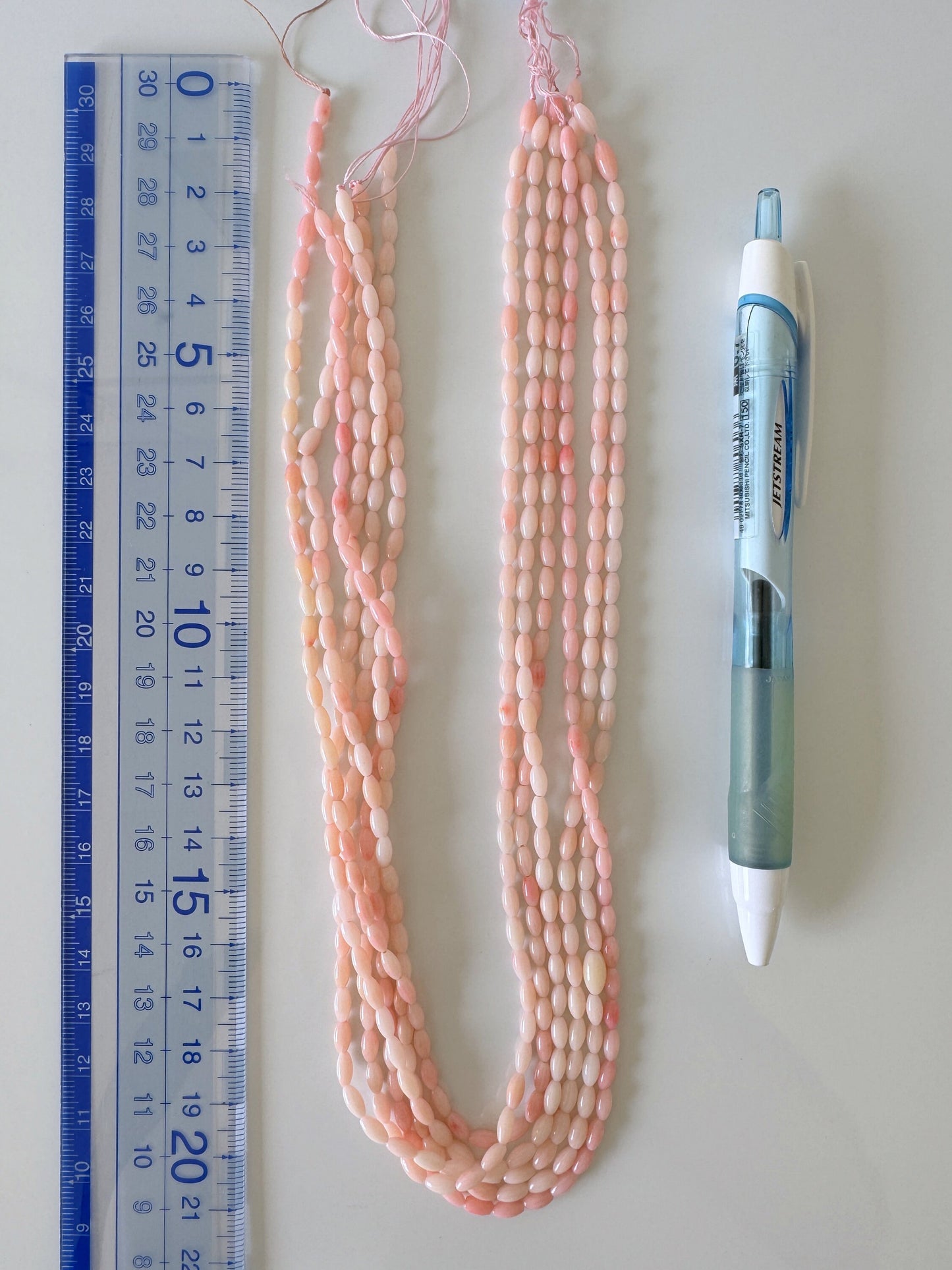 Pink bamboo coral 3x6mm rice shape strands, 40cm, 15.7inches, pink sea bamboo, price per strand  (colored)