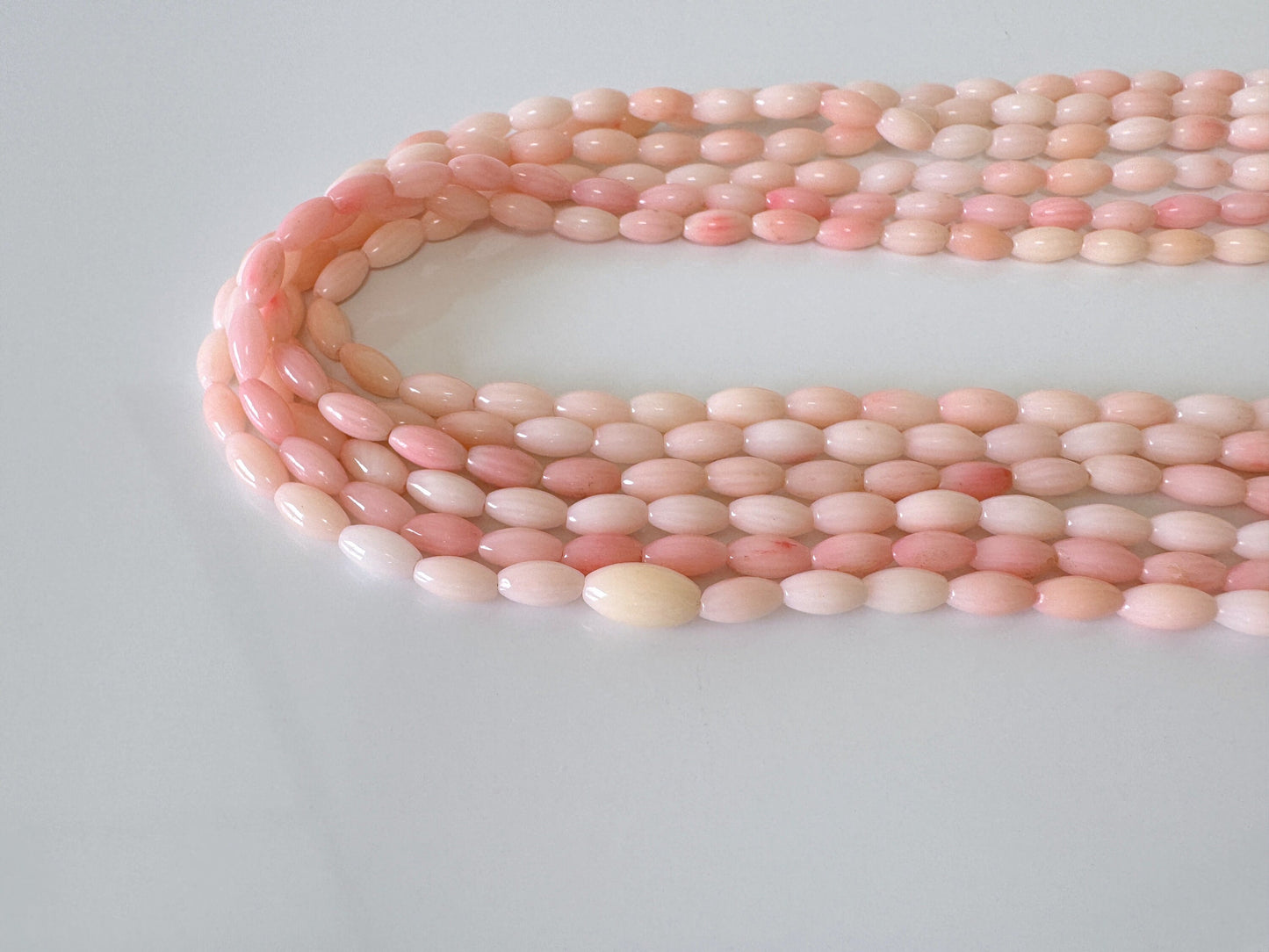 Pink bamboo coral 3x6mm rice shape strands, 40cm, 15.7inches, pink sea bamboo, price per strand  (colored)