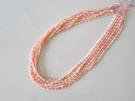 Pink bamboo coral 3x6mm rice shape strands, 40cm, 15.7inches, pink sea bamboo, price per strand  (colored)