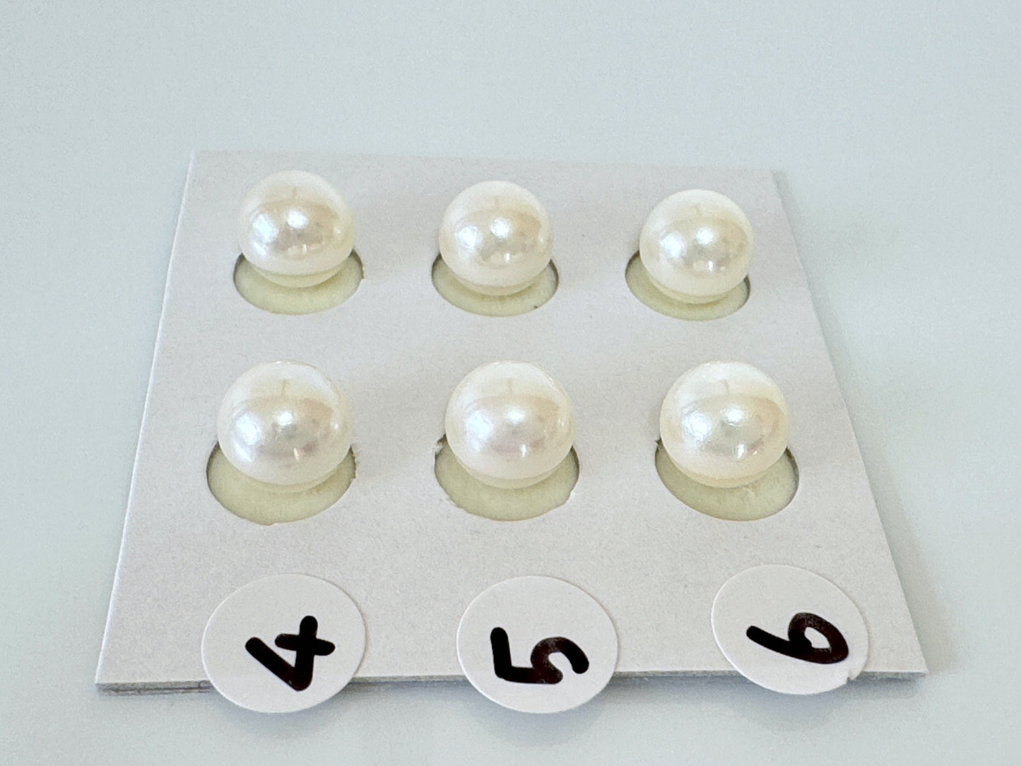 Japanese Akoya Cultured Pearl 7-7.5mm, Natural White Color, Half-Drilled Round loose, Price per Pair, Salt water pearl