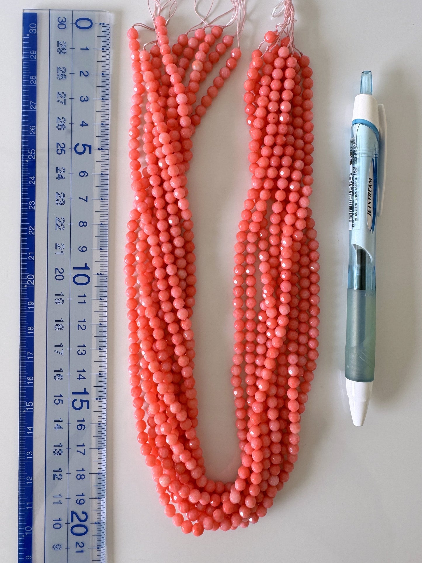 Pink bamboo coral 4mm faceted beads strands, cut beads strands, 15.7inches,40cm, pink sea bamboo, price per strand (colored)