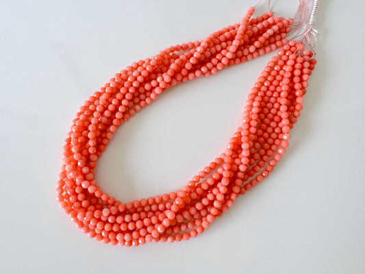 Pink bamboo coral 4mm faceted beads strands, cut beads strands, 15.7inches,40cm, pink sea bamboo, price per strand (colored)