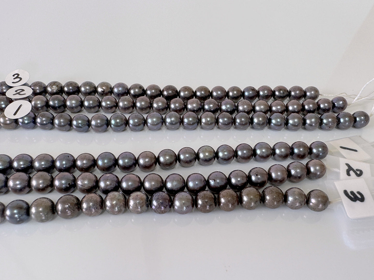 5.5-6mm Japanese Black/Black peacock Akoya Pearl Beads, Full Strand, 40cm , 15.7", Salt Water cultured pearl