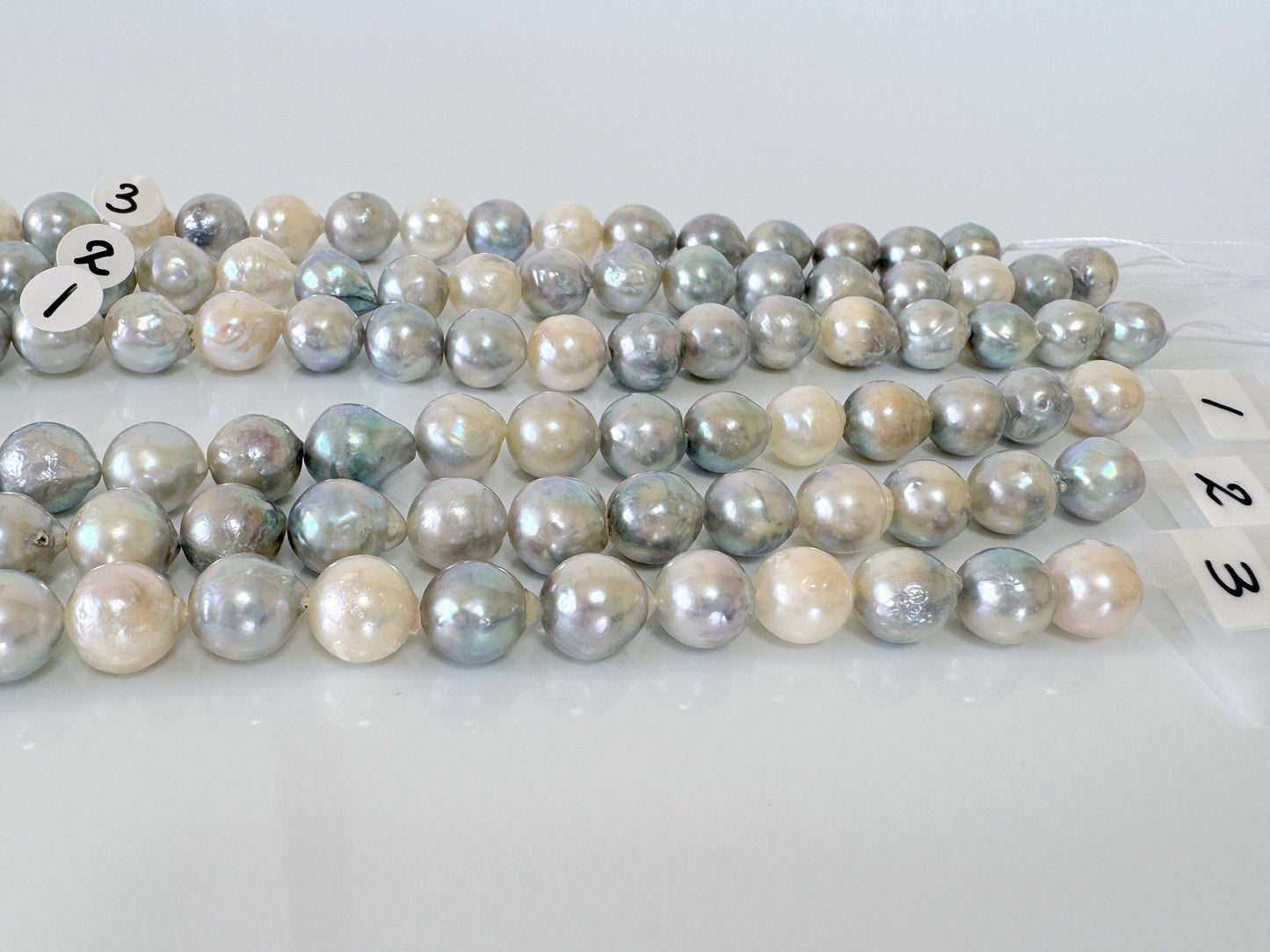 8-9mm Japanese Akoya Pearl Beads, Natural blue/silver color pearl, Genuine Natural Akoya Pearl, Full Strand, 40cm , 15.7", Salt water pearl