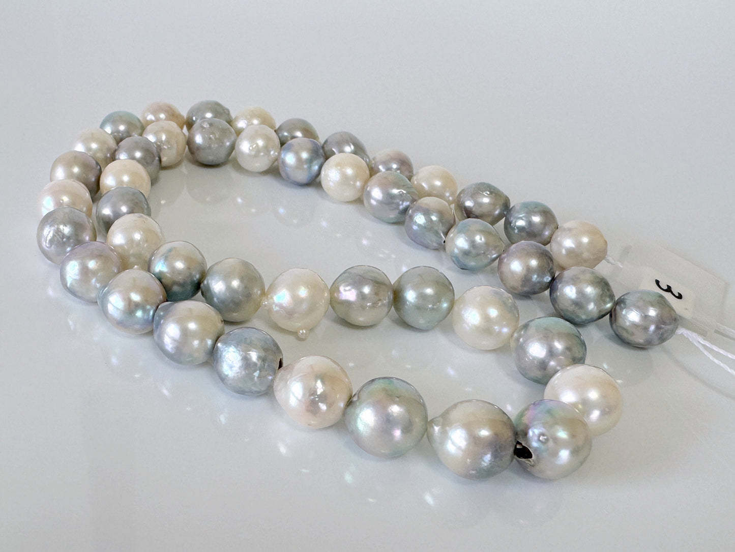 8-9mm Japanese Akoya Pearl Beads, Natural blue/silver color pearl, Genuine Natural Akoya Pearl, Full Strand, 40cm , 15.7", Salt water pearl