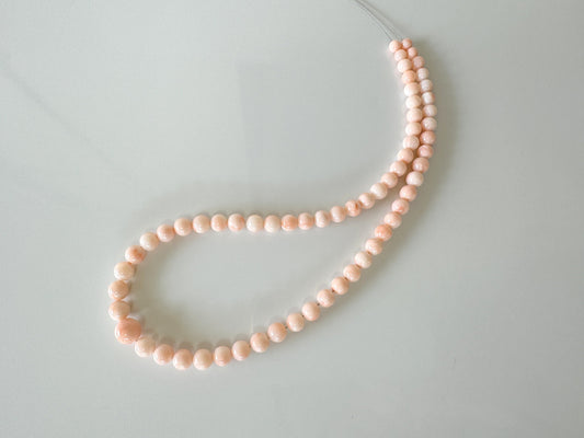 Natural Deep Sea Coral 5.2 - 9.9mm Round Beads Strand, Genuine Natural Pink/White Color Coral, 42.5cm, 16.7", For Jewelry Making