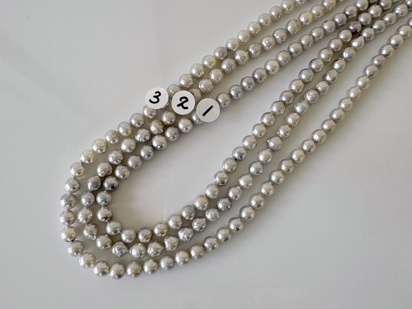 5-5.5mm Japanese Akoya Pearl Beads, Natural Blue/Silver color pearl, Genuine Akoya Pearl, Full Strand 40cm , 15.7", Salt water pearl