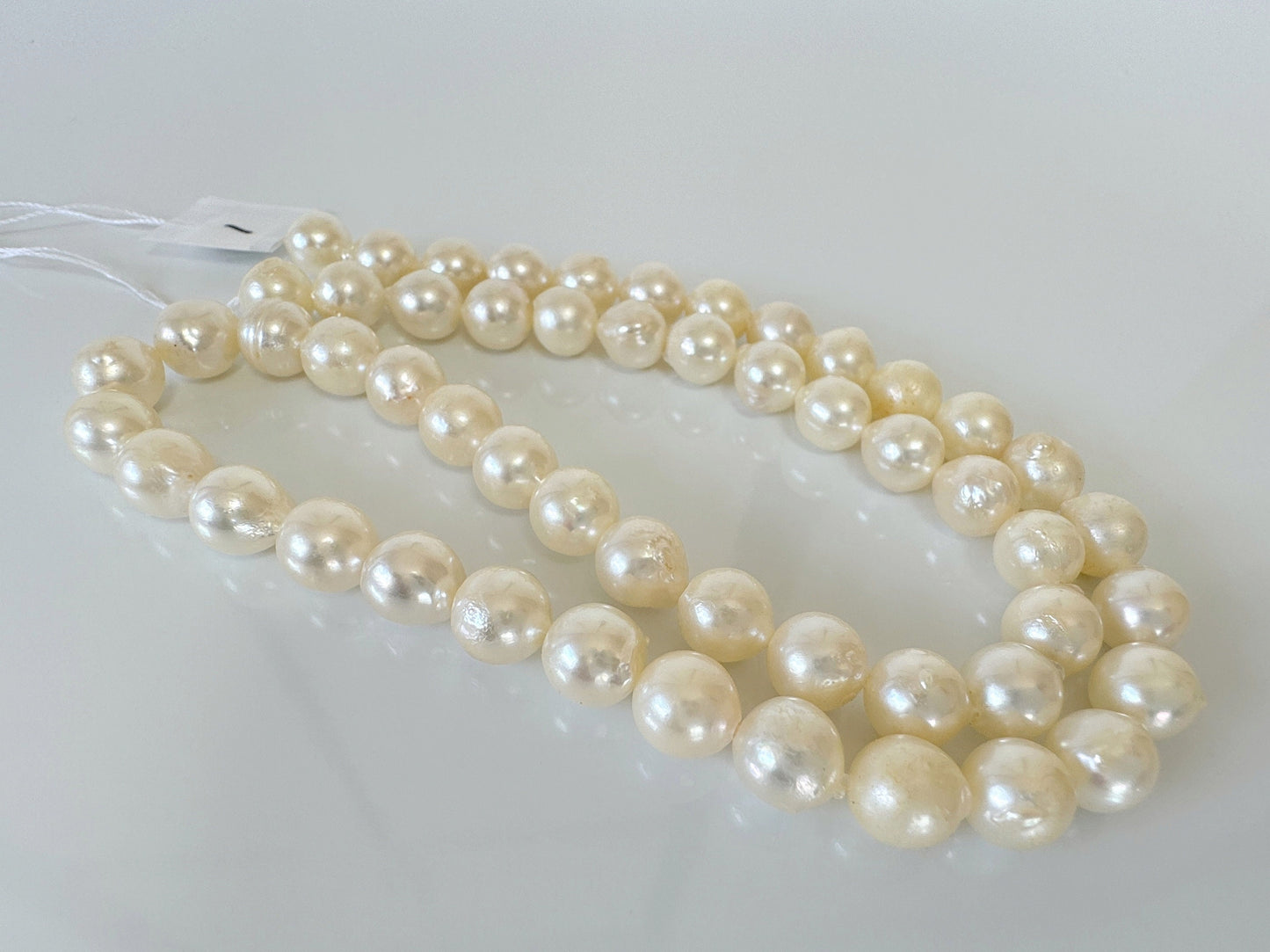 7-7.5mm Japanese Cream White/Off-white  Akoya Pearl Beads, Genuine Akoya Pearl, Full Strand, 40cm , 15.7", Cultured Salt water pearl