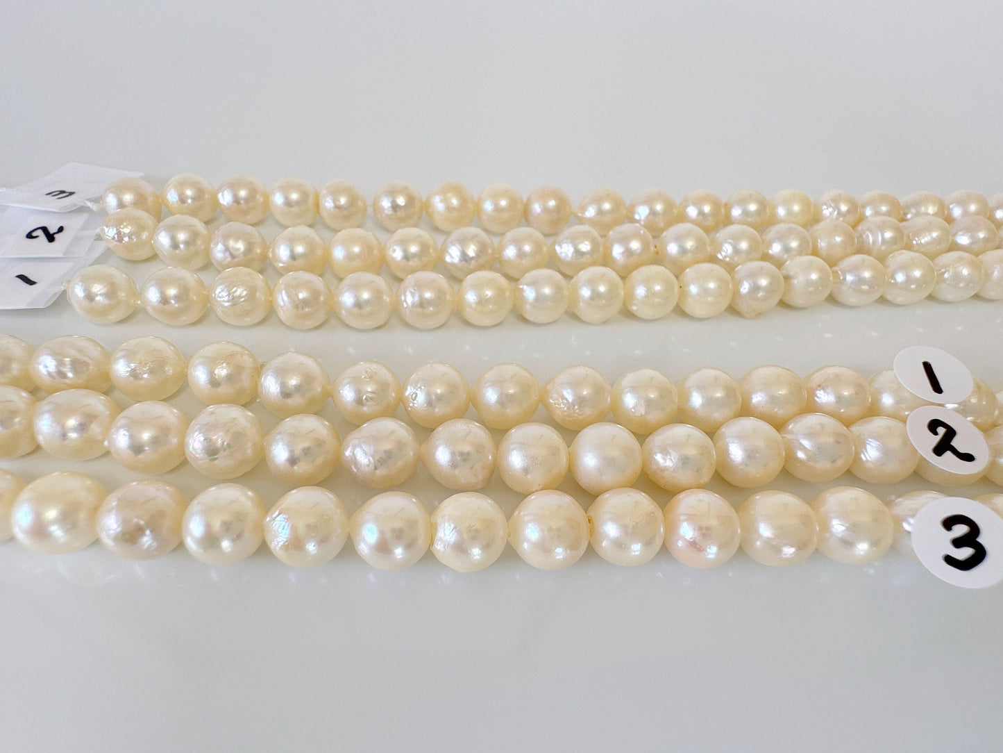 7-7.5mm Japanese Cream White/Off-white  Akoya Pearl Beads, Genuine Akoya Pearl, Full Strand, 40cm , 15.7", Cultured Salt water pearl